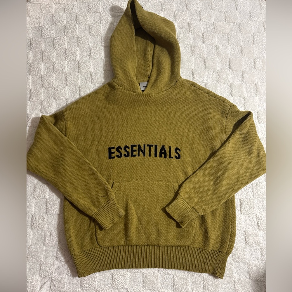 Fear of God Essentials Knit Hoodie Amber Size XS Oversized Streetwear FOG